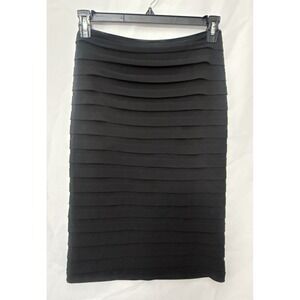 Tadashi Collection Black Tiered Midi Skirt Women Size S Pencil Straight Cocktail